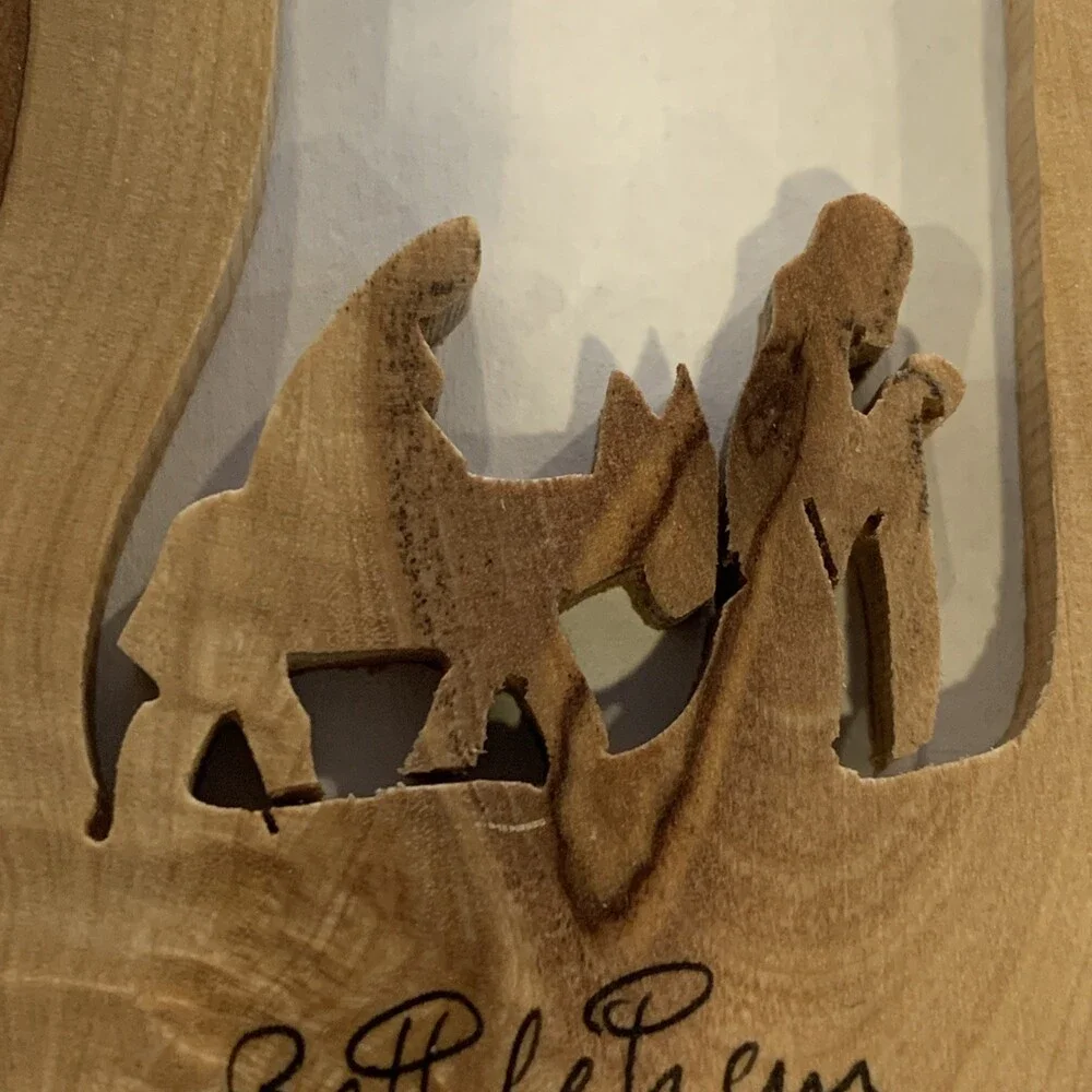 Wilderness Woods Olive Wood Christmas Ornaments From Holy Land  5x2” Mary/Joseph